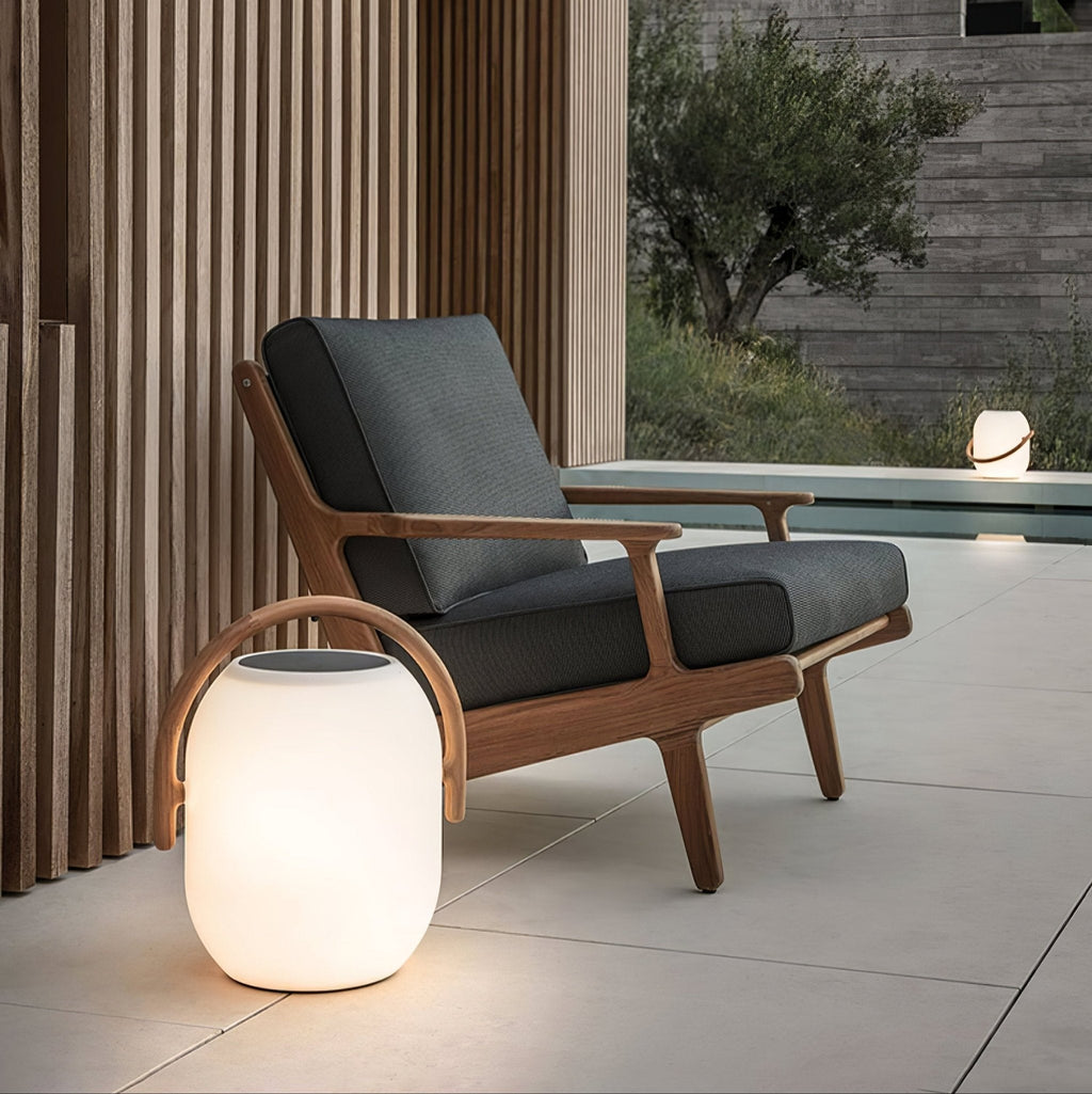 Solar Outdoor Lantern Cordless Wood Handle LED Waterproof IP65 Patio Garden Home Decor - Stack & Clear 7