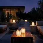 Solar Outdoor Lantern Cordless Wood Handle LED Waterproof IP65 Patio Garden Home Decor - Stack & Clear 97