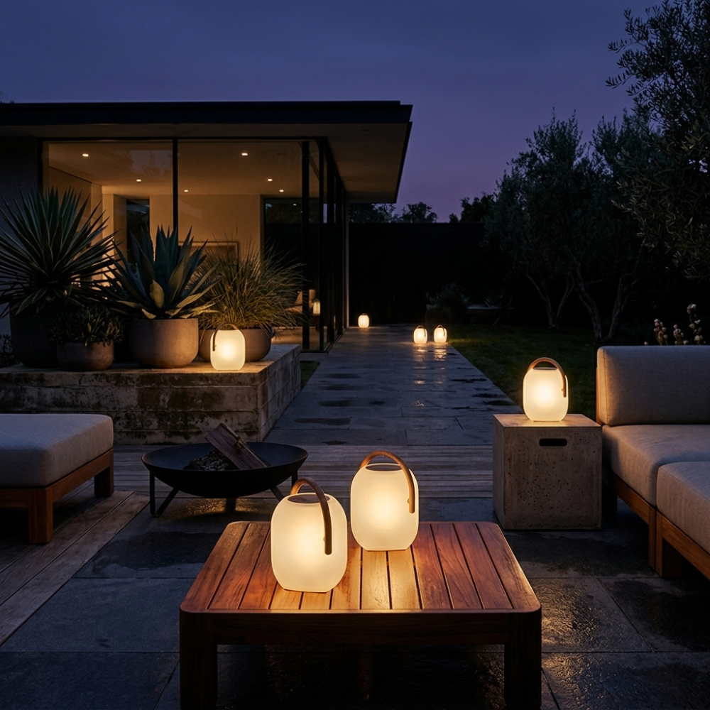 Solar Outdoor Lantern Cordless Wood Handle LED Waterproof IP65 Patio Garden Home Decor - Stack & Clear 97