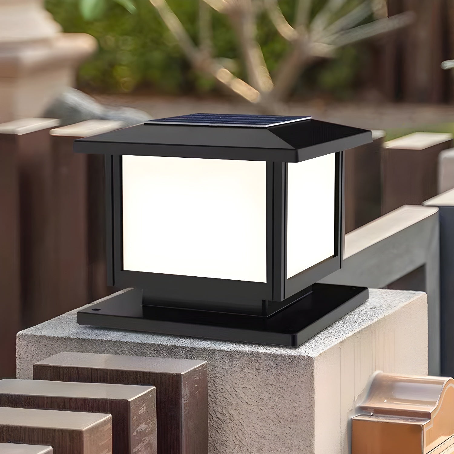 Solar Post Light with Remote Control for Outdoor Use - Modern Design 5