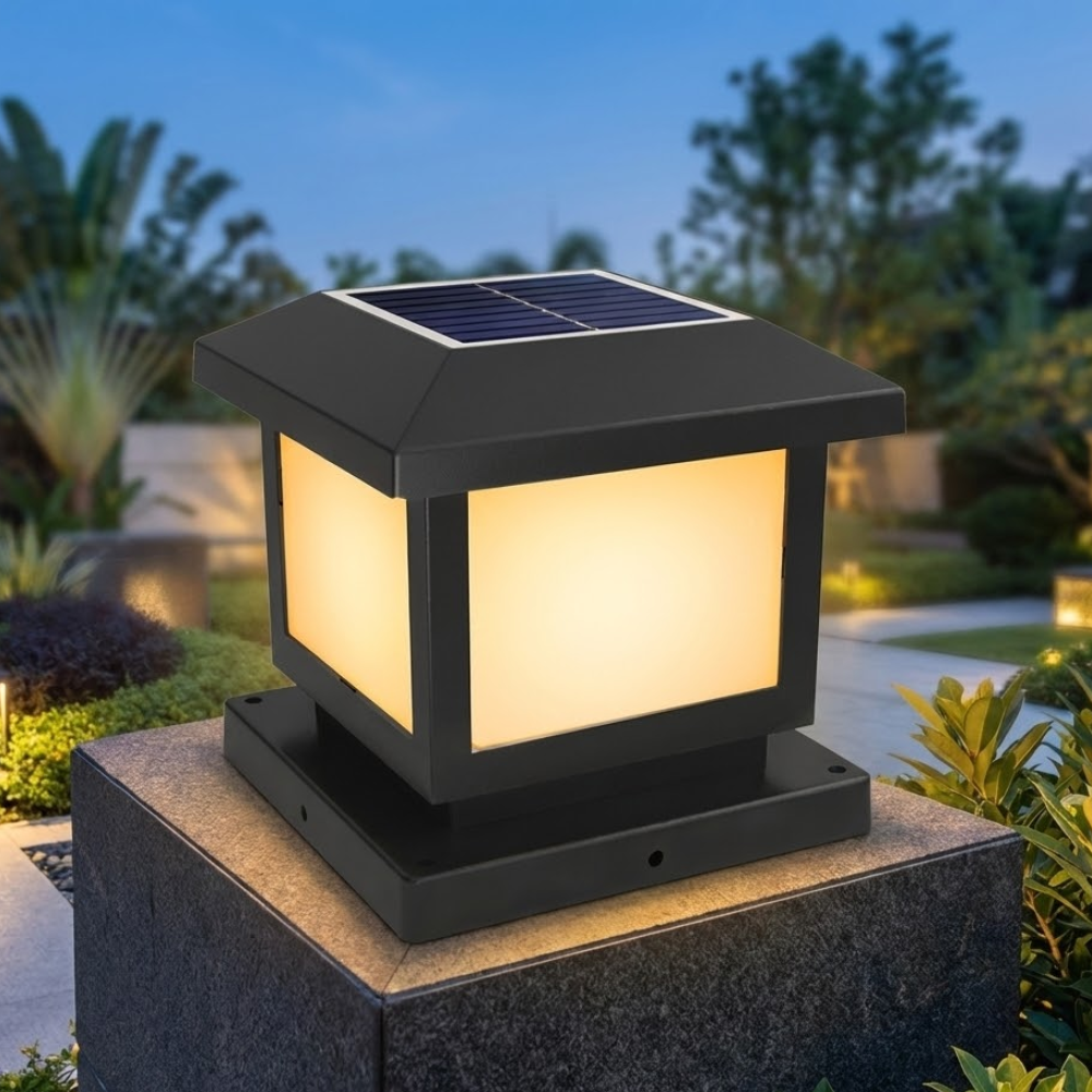 Solar Post Light with Remote Control for Outdoor Use - Modern Design 98