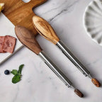 Stainless Steel Kitchen Tongs With Wooden Handle 0