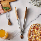Stainless Steel Kitchen Tongs With Wooden Handle 1
