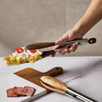Stainless Steel Kitchen Tongs With Wooden Handle 4