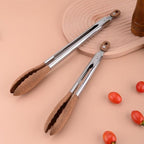Stainless Steel Kitchen Tongs With Wooden Handle 5