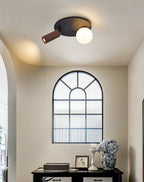 Stone Flush Mount Ceiling Light with Opal Glass Shade - Black 8