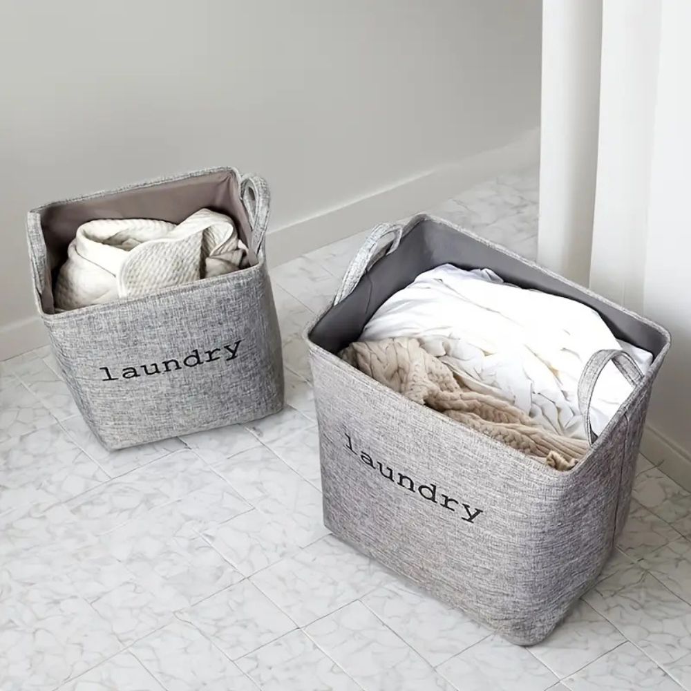Stylish Foldable Laundry Basket Microfibre Blend 2