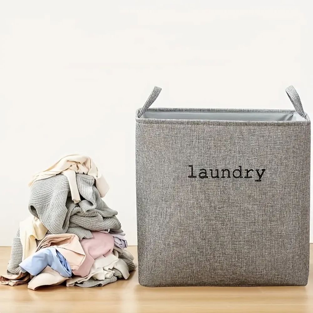 Stylish Foldable Laundry Basket Microfibre Blend 3