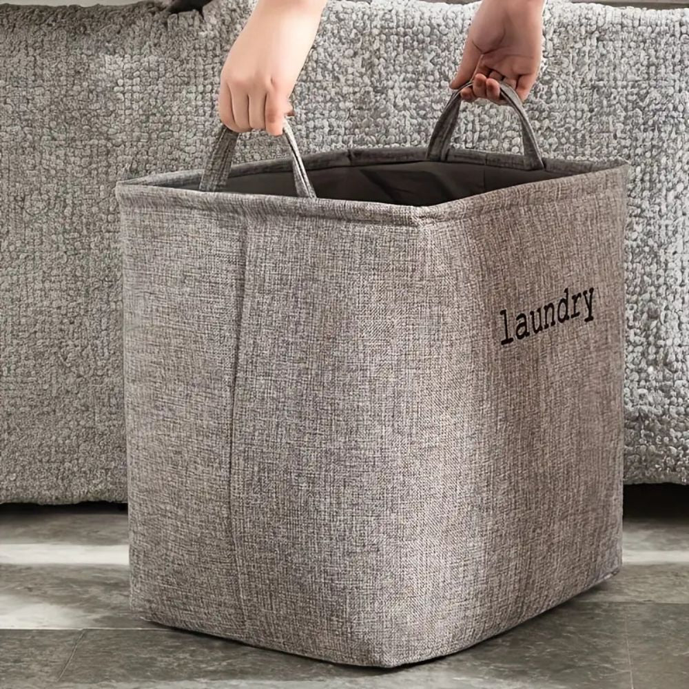 Stylish Foldable Laundry Basket Microfibre Blend 4