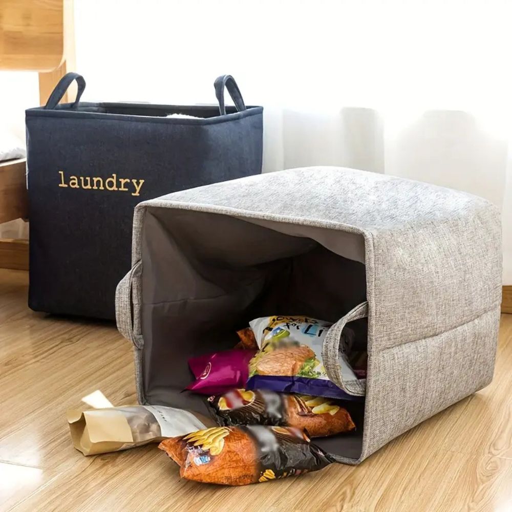Stylish Foldable Laundry Basket Microfibre Blend 5
