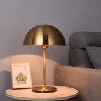 Stylish Golden Mushroom LED Desk Lamp – Modern Small Table Lamp for Cozy Bedroom Ambiance 0