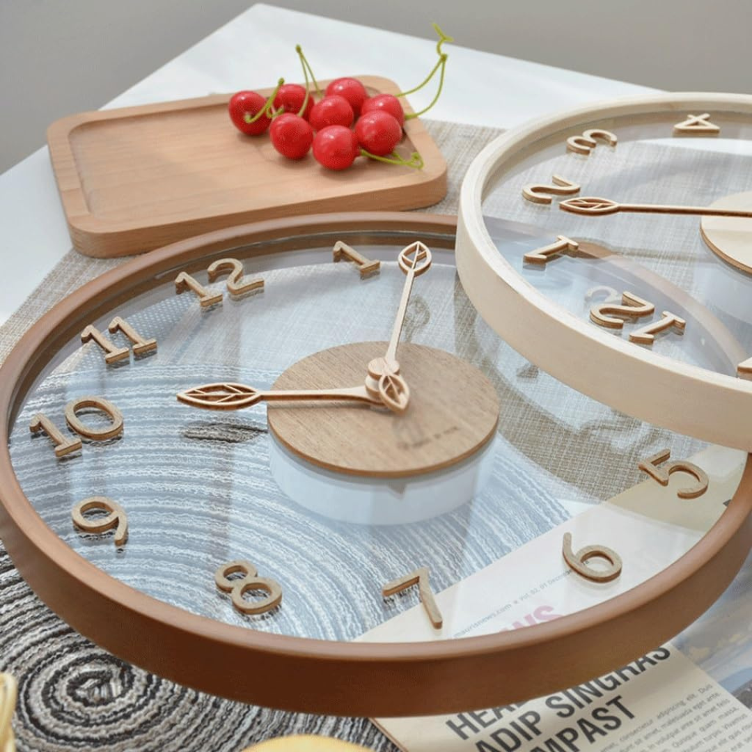 Stylish Modern Wall Clock Decor with Clear Dial – 30 cm Wooden Silent Clock 2