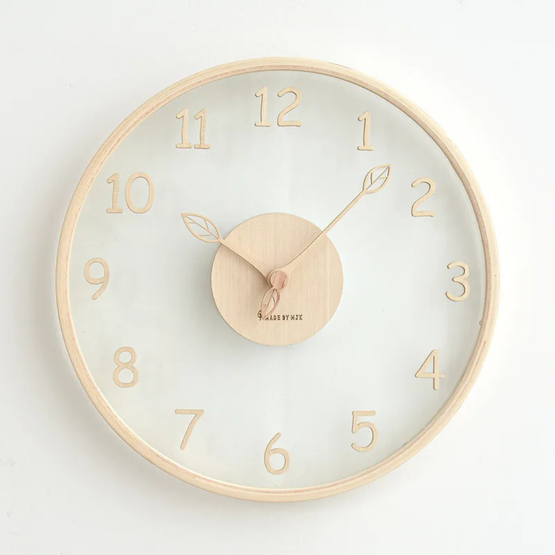 Stylish Modern Wall Clock Decor with Clear Dial – 30 cm Wooden Silent Clock 5