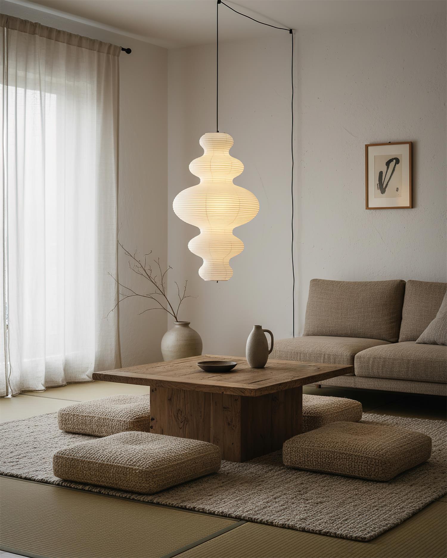 Stylish Plug-In Pendant Light with Rice Paper Shade – 47cm Diameter for Kitchen Pendant Lighting 5