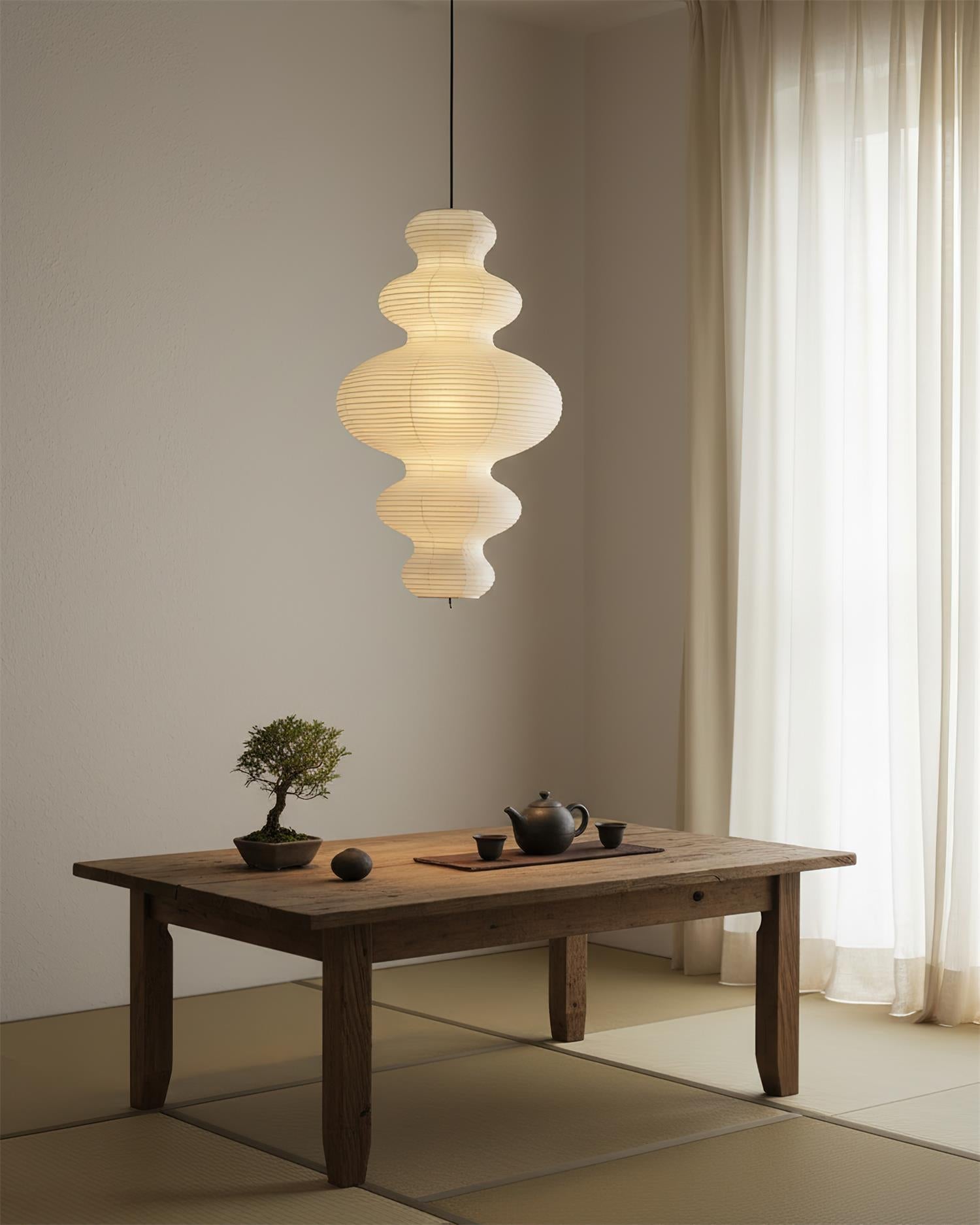 Stylish Plug-In Pendant Light with Rice Paper Shade – 47cm Diameter for Kitchen Pendant Lighting 6