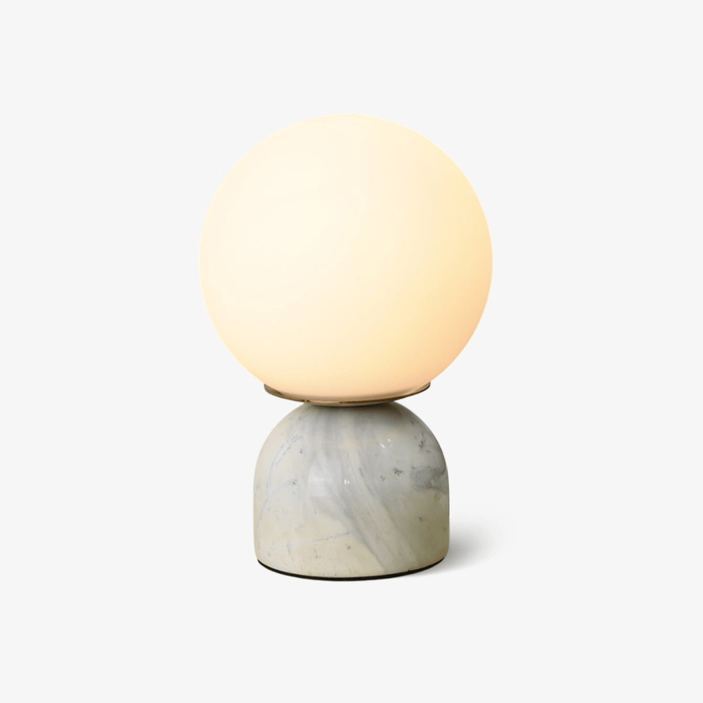 Table Lamp - Marble Modern Design with Glass Shade White 1