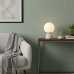 Table Lamp - Marble Modern Design with Glass Shade White 11