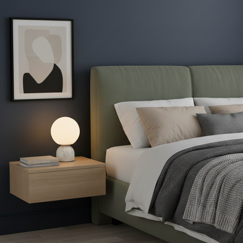 Table Lamp - Marble Modern Design with Glass Shade White 12