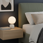 Table Lamp - Marble Modern Design with Glass Shade White 13