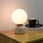 Table Lamp - Marble Modern Design with Glass Shade White 3