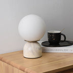 Table Lamp - Marble Modern Design with Glass Shade White 4
