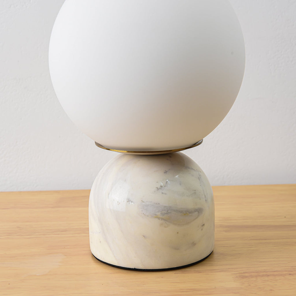 Table Lamp - Marble Modern Design with Glass Shade White 6
