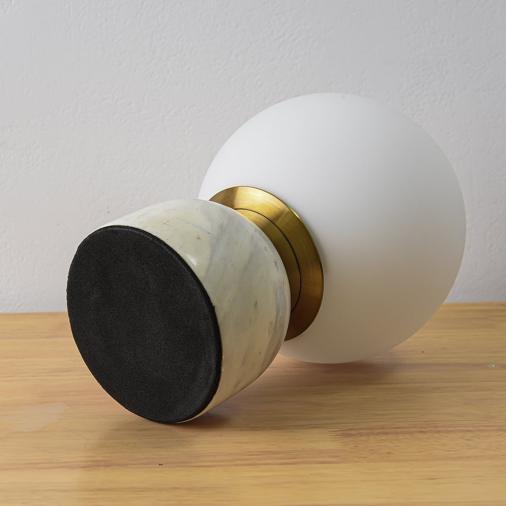 Table Lamp - Marble Modern Design with Glass Shade White 7