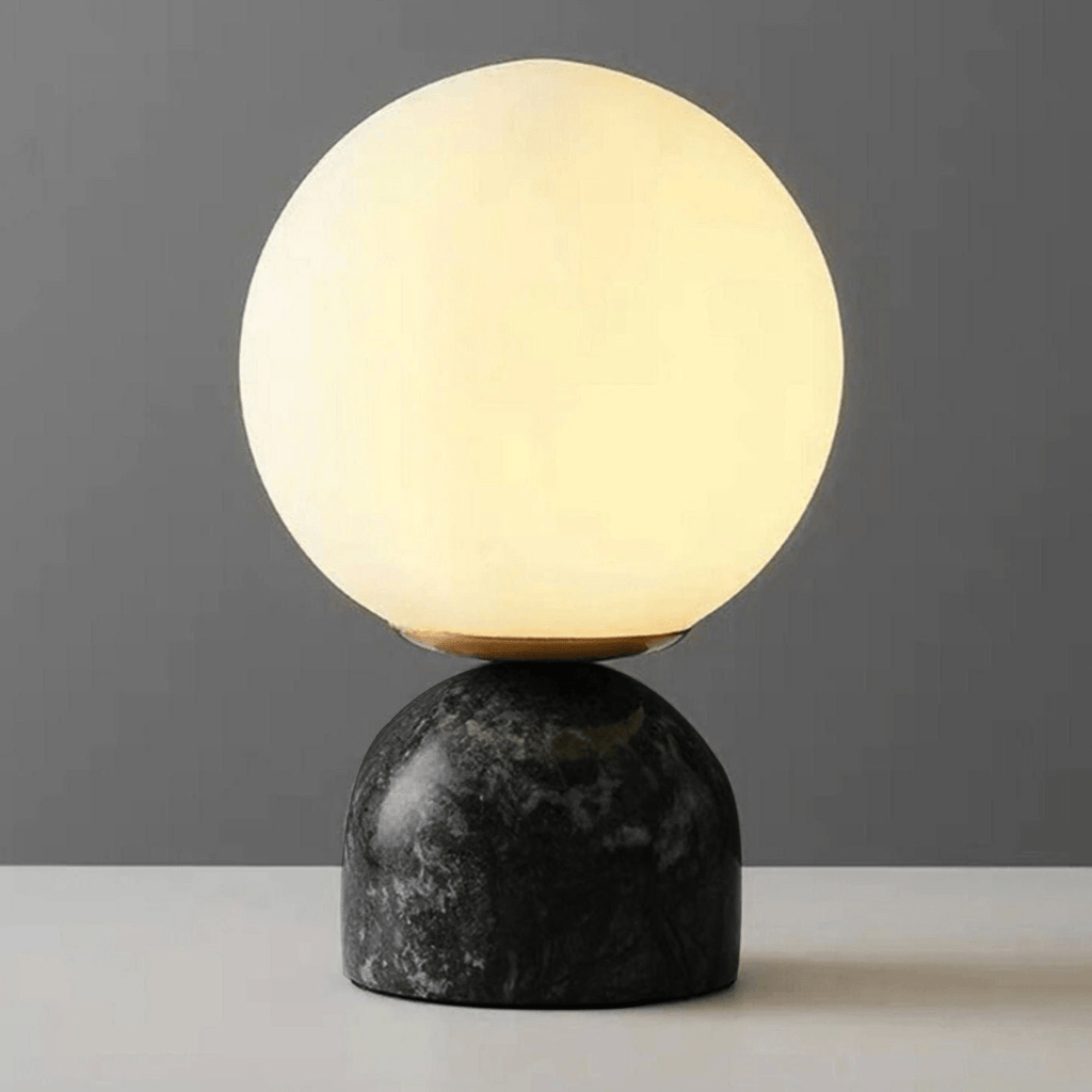 Table Lamp - Marble Modern Design with Glass Shade White 9