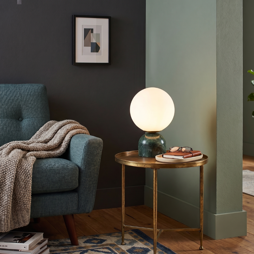 Table Lamp - Marble Modern Design with Glass Shade White 96