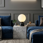 Table Lamp - Marble Modern Design with Glass Shade White 99
