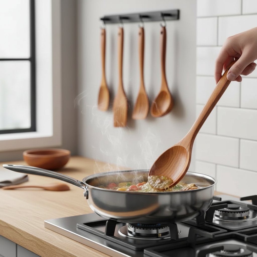 Teak Wooden Utensil Set - 7pc Kitchen Tools 4