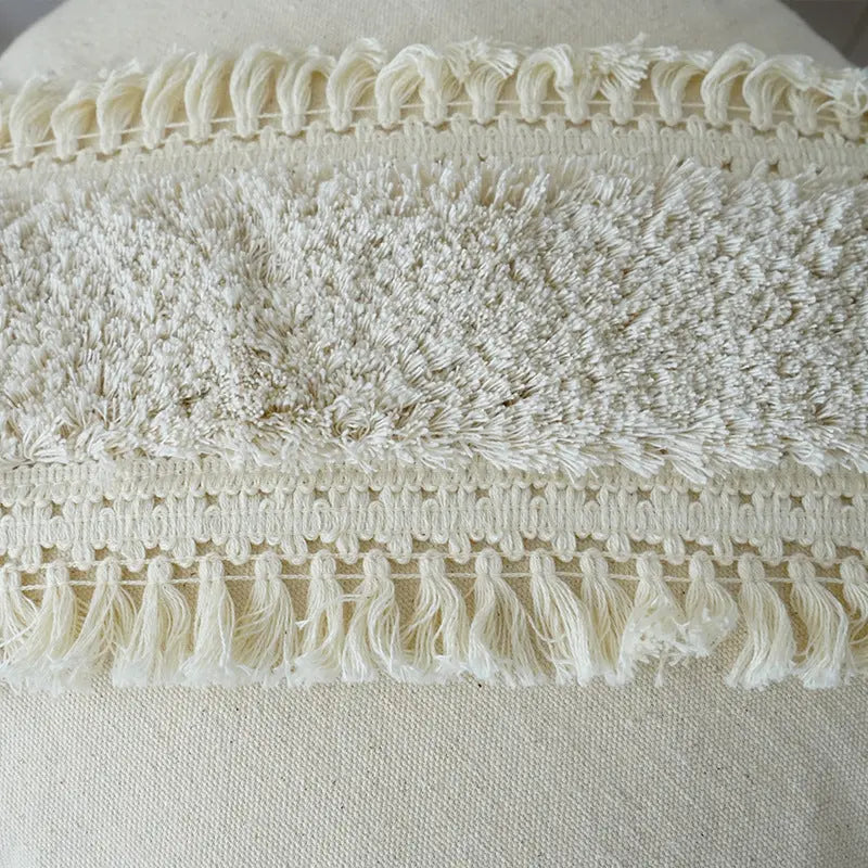 Textured Decorative Throw Pillow with Fringes – Stylish Couch Cushion for Sofa, Chair, or Bed 3