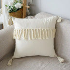 Textured Decorative Throw Pillow with Fringes – Stylish Couch Cushion for Sofa, Chair, or Bed 4