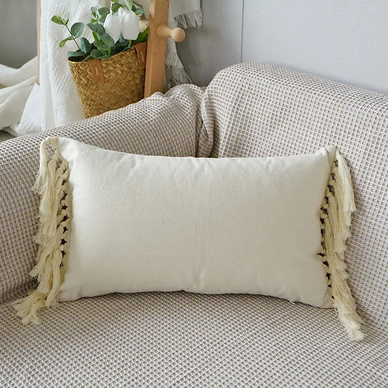 Textured Decorative Throw Pillow with Fringes – Stylish Couch Cushion for Sofa, Chair, or Bed 5