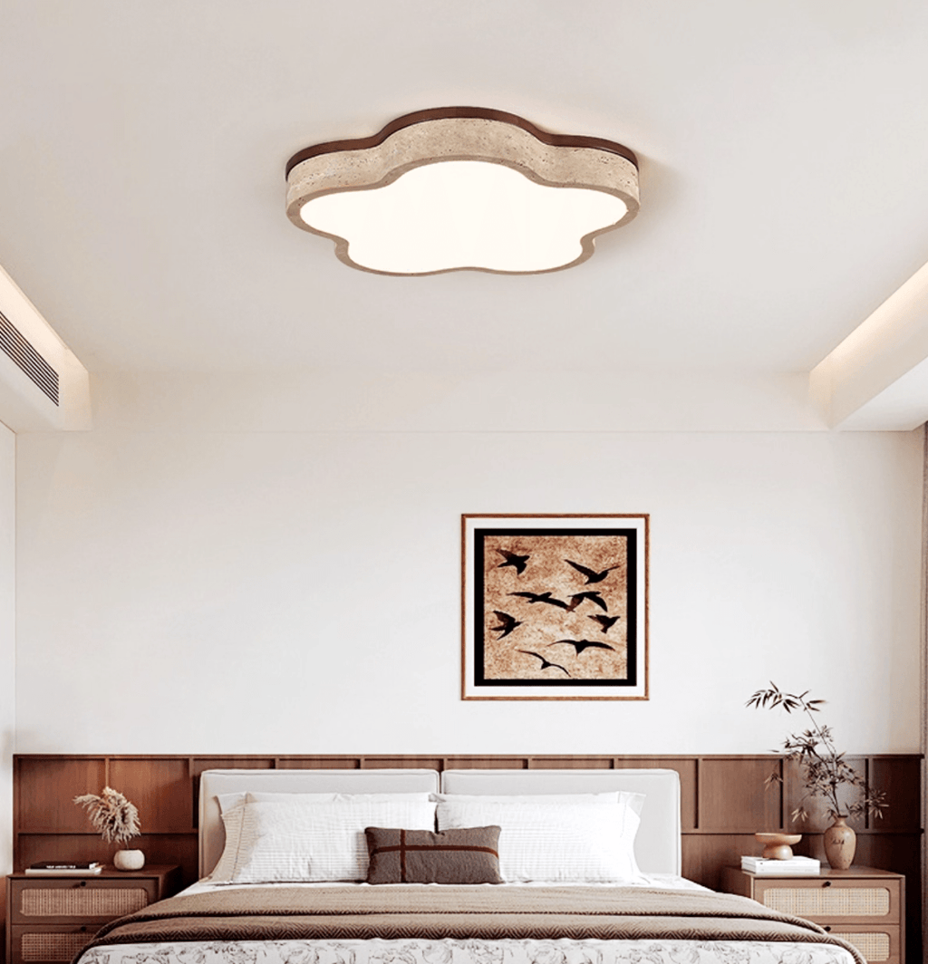 Travertine Flush Mount Ceiling Light with Integrated LED – Modern Design 2