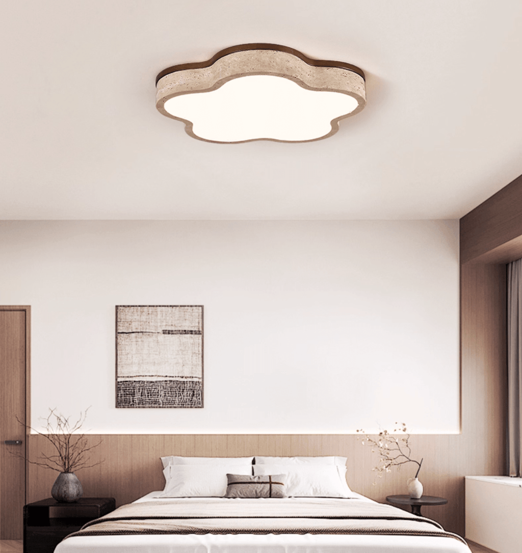 Travertine Flush Mount Ceiling Light with Integrated LED – Modern Design 3