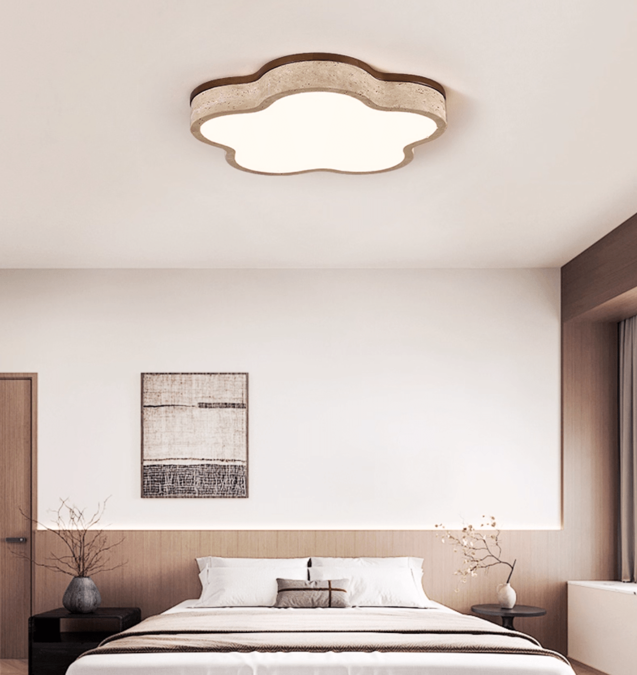 Travertine Flush Mount Ceiling Light with Integrated LED – Modern Design 3