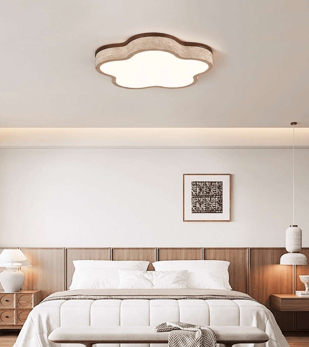Travertine Flush Mount Ceiling Light with Integrated LED – Modern Design 4
