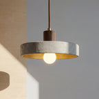 Travertine Pendant Light Wood Cap Bauhaus Adjustable Height Kitchen Dining Room Home Decor - Stack & Clear 1