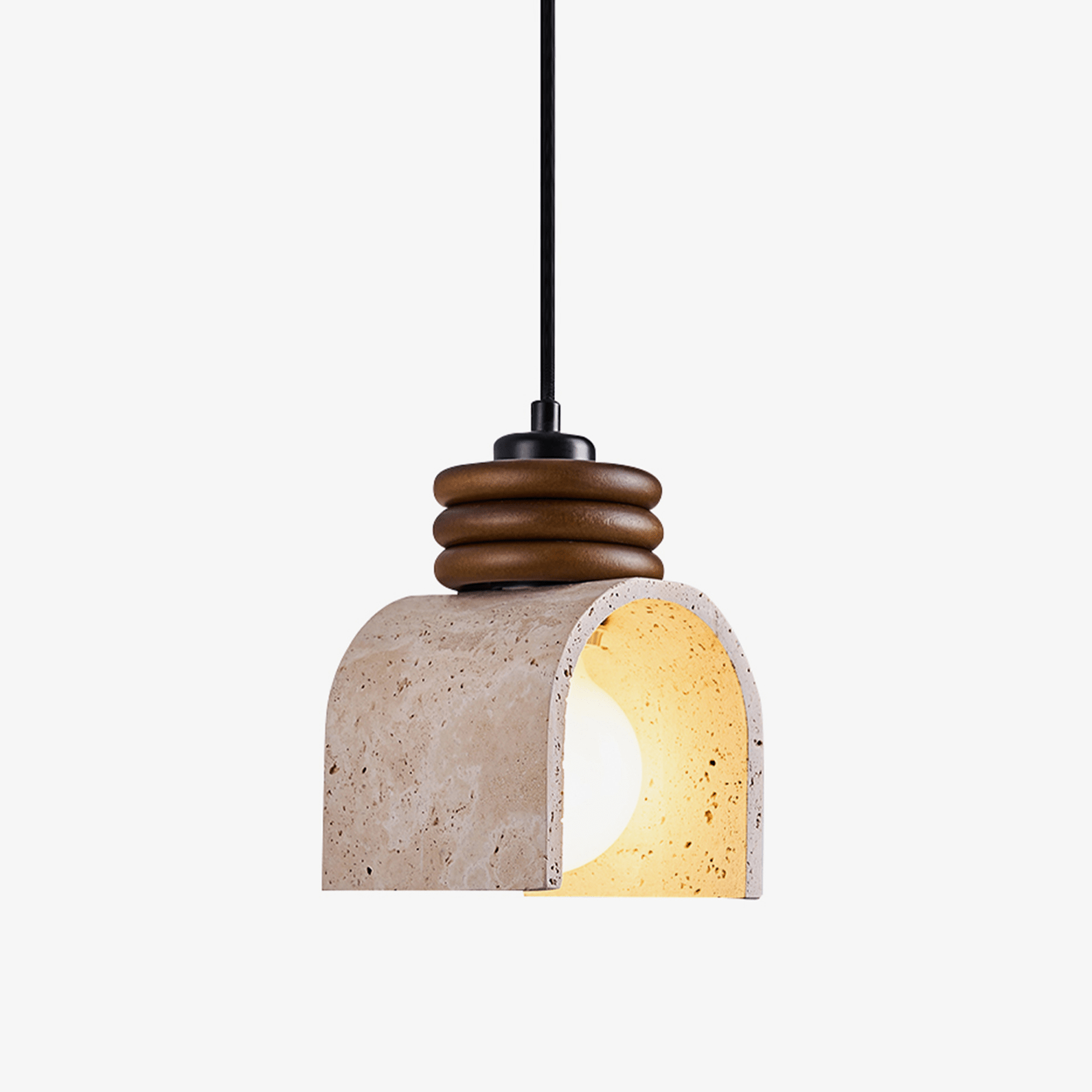 Travertine Pendant Light with Adjustable Height - Yellow Stone Shade for Kitchen 0