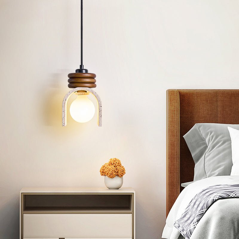 Travertine Pendant Light with Adjustable Height - Yellow Stone Shade for Kitchen 2