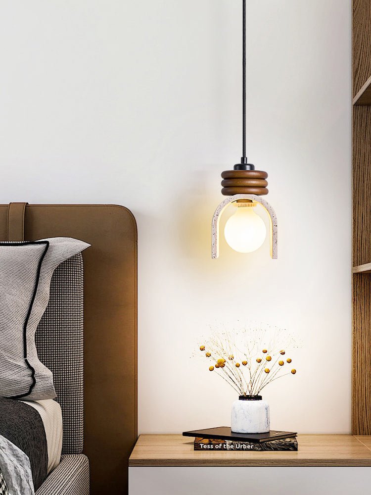 Travertine Pendant Light with Adjustable Height - Yellow Stone Shade for Kitchen 8