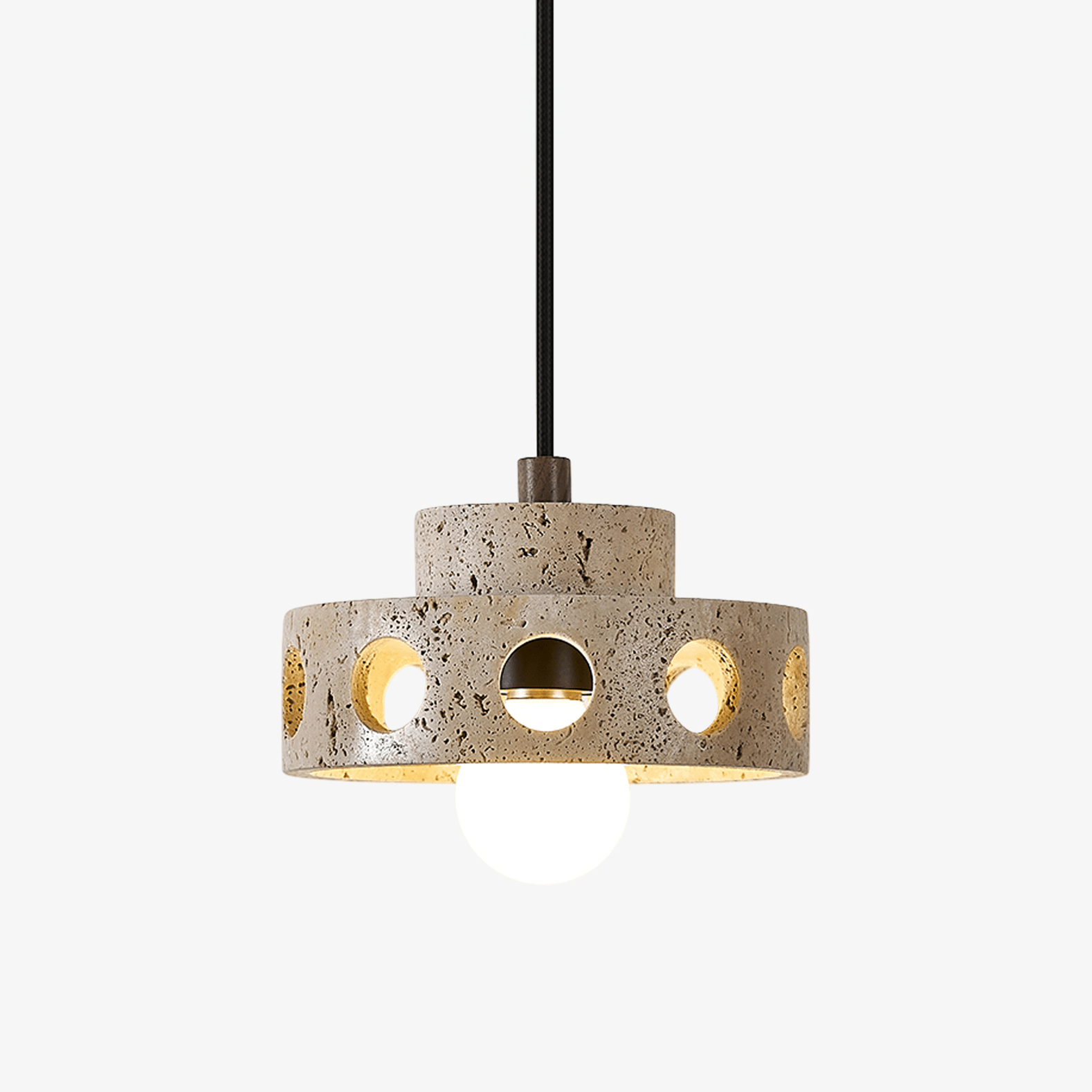 Travertine Pendant Light with Adjustable Height for Elegant Spaces 0