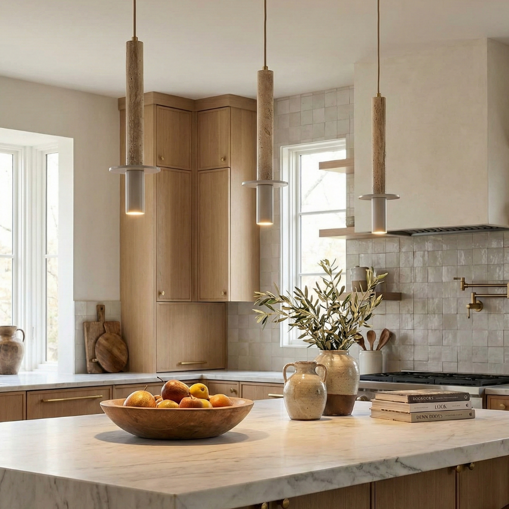 Travertine Pendant Light with Adjustable Height for Modern Kitchens 12