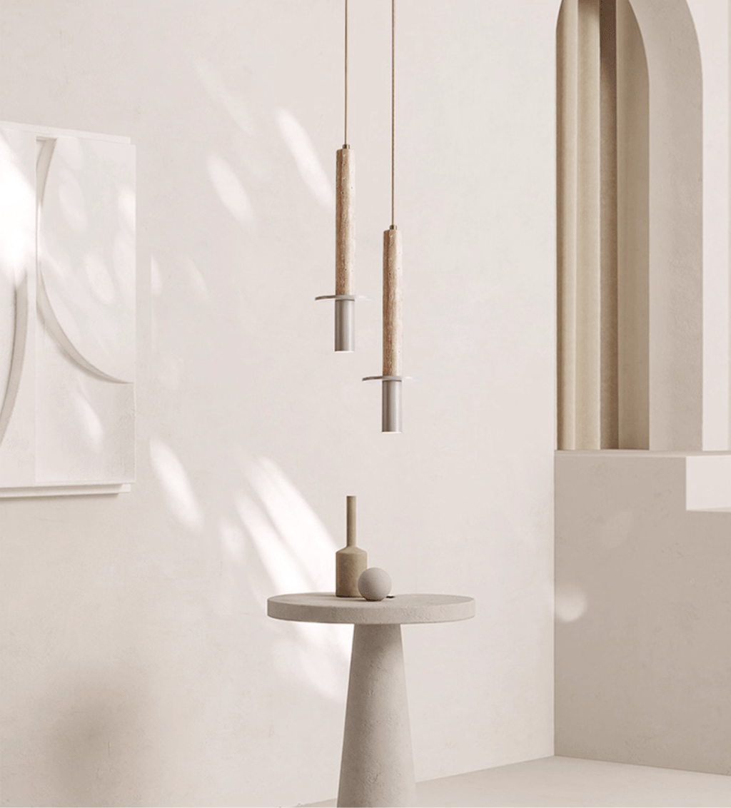 Travertine Pendant Light with Adjustable Height for Modern Kitchens 2