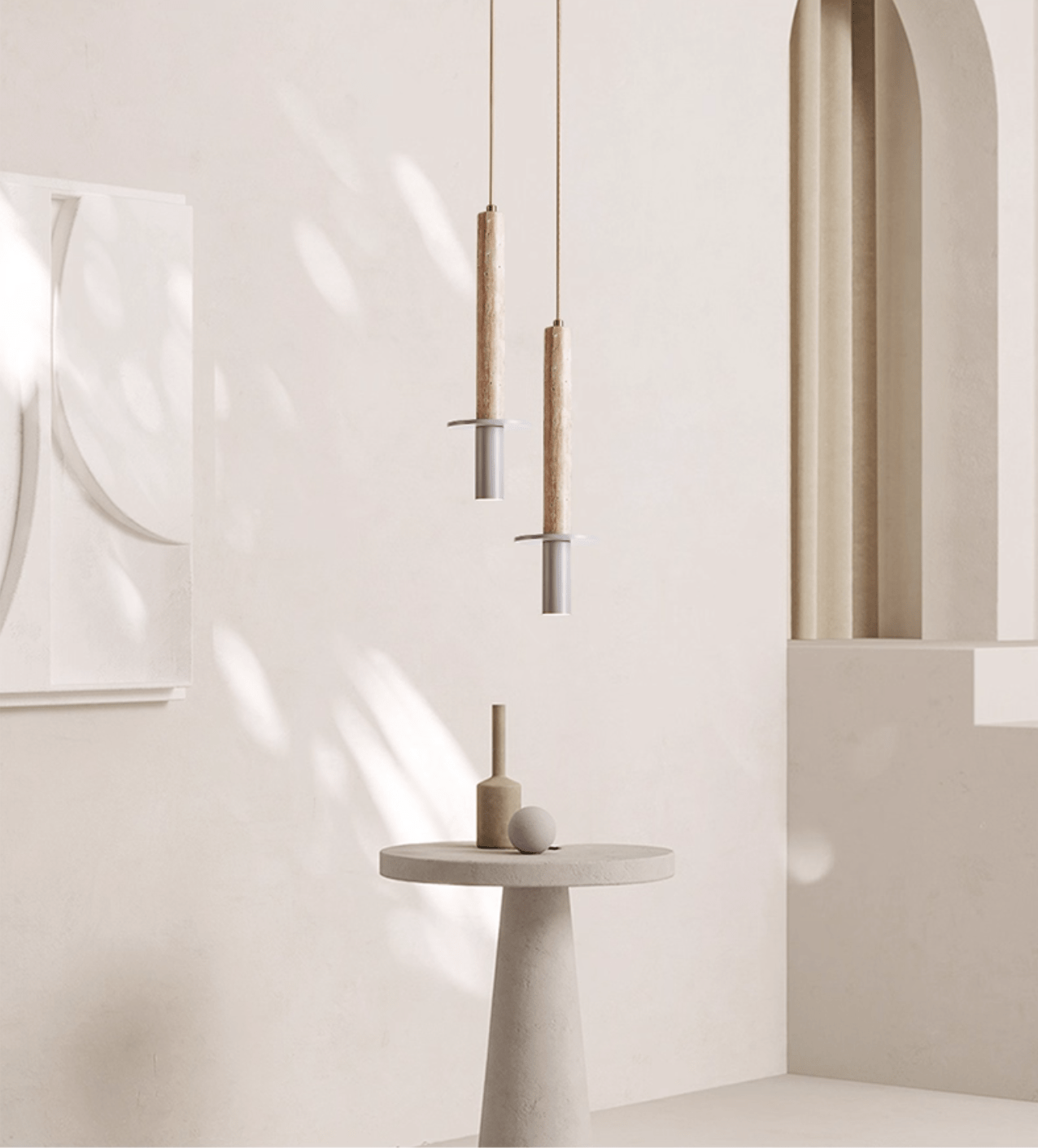 Travertine Pendant Light with Adjustable Height for Modern Kitchens 2