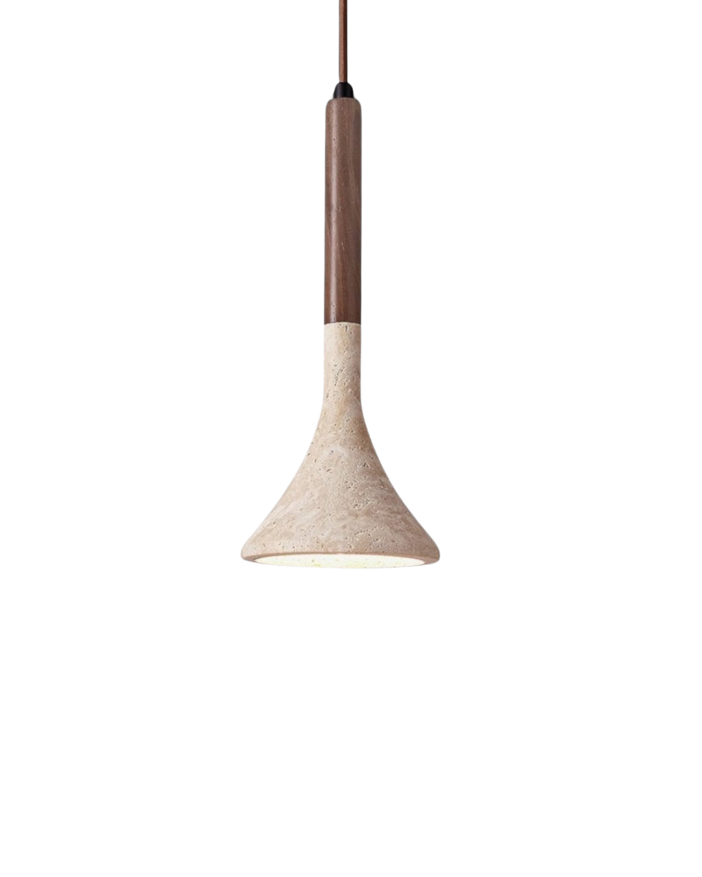 Travertine Pendant Light with Walnut Wood Accent – Modern Kitchen Pendant Lighting 0