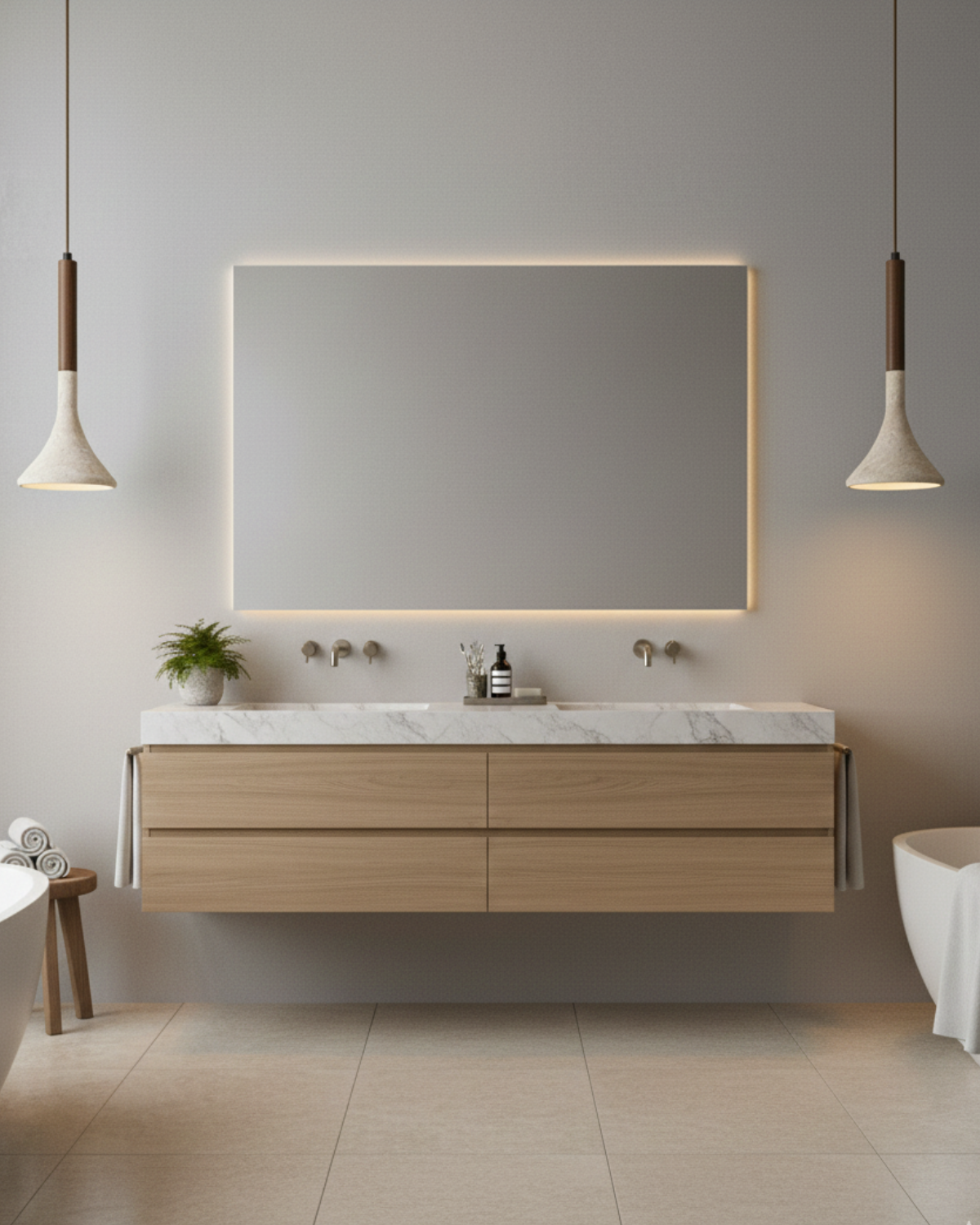 Travertine Pendant Light with Walnut Wood Accent – Modern Kitchen Pendant Lighting 12