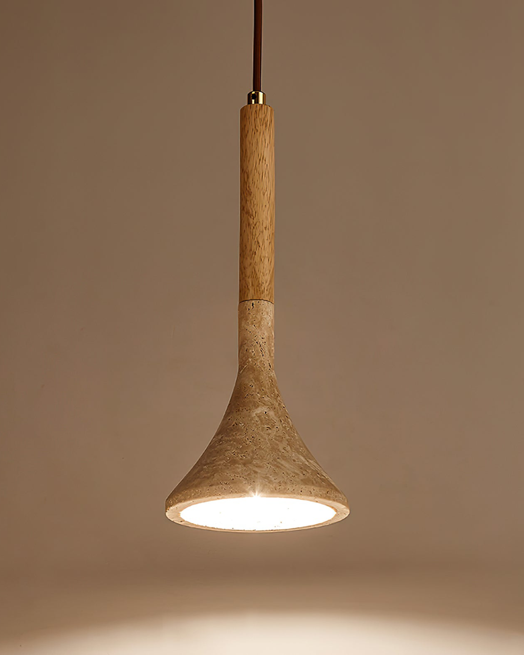 Travertine Pendant Light with Walnut Wood Accent – Modern Kitchen Pendant Lighting 7