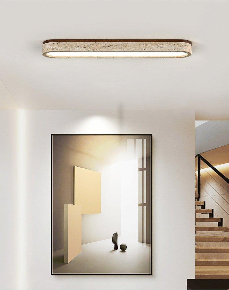 Travertine Stone Bar Flush Ceiling Light Bronze 7